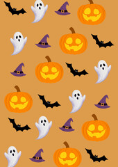 halloween seamless pattern with pumpkins