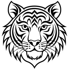 Stylized black and white tiger face illustration with bold lines