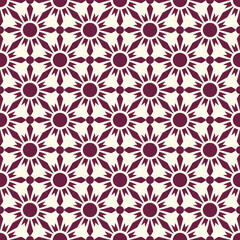Ornamental Maroon Floral Seamless Pattern with Geometric Radiance for Unique Design Projects