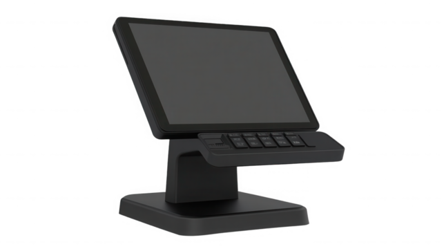 Modern point of sale system for retail and hospitality use on transparent background