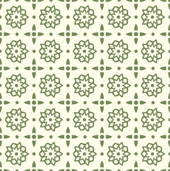 Seamless Ornamental Pattern: Geometric Floral Design with Cross and Dot Accents