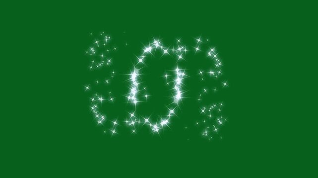 Multi-set of magic glitter line stars, fast line glitter motion on a green screen background, white cartoon, flat, vector, doodles style stars blinking, magic sparkles glitter line burst. 4K video