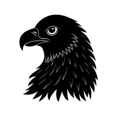 Stylized black eagle head silhouette with detailed feathers and fierce eye