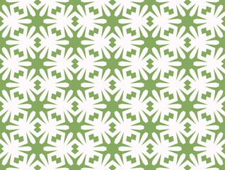 Olive Green Geometric Floral Pattern - Seamless Textile Design for Backgrounds and Decor