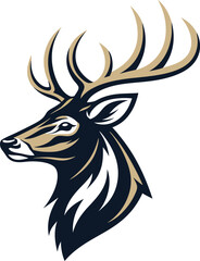 unique deer circular logo design icon, deer head circular icon, geometric deer logo concept, rain deer illustration