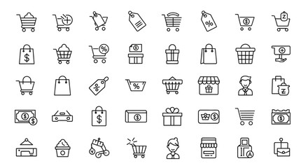 Collection of Shopping and Commerce Icons for Digital and Print Media. EPS Editable