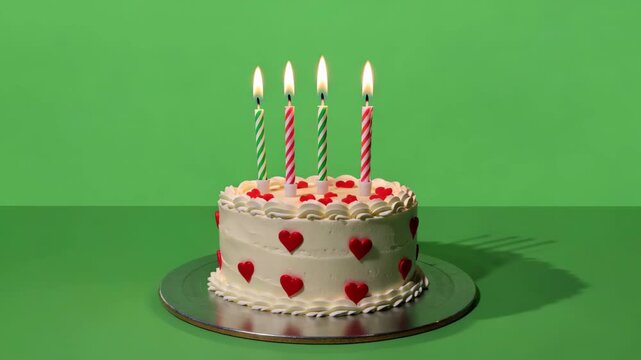 a close up of a cake with three candles on a plate