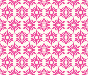 Elegant Flower Pattern Design Repetition Background in Hot Pink and Cream Colors