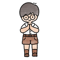 Watercolor student, children.  illustration