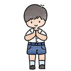 Watercolor student, children.  illustration