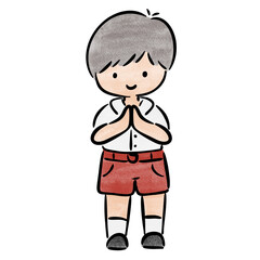 Watercolor student, children.  illustration