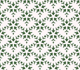 Green Abstract Floral Tile Pattern on Cream Background Vector