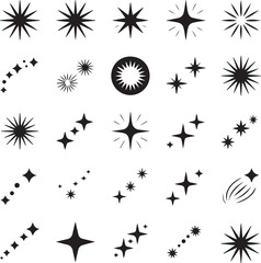 Star Silhouette Vector Bundle | New Year Light Icons | Spark, Shine Vector
