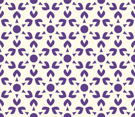 Purple Flower Pattern Repetitive Design on Beige Background, Abstract Vector Shape