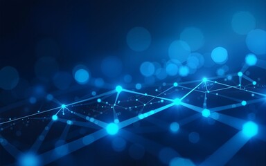 PNG Blue background with hexagons and digital connections futuristic technology blue. High quality