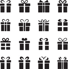Gift Silhouette Vector Bundle | New Year Present Icons | Box, Ribbon Vector