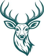 unique deer circular logo design icon, deer head circular icon, geometric deer logo concept, rain deer illustration