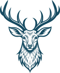 unique deer circular logo design icon, deer head circular icon, geometric deer logo concept, rain deer illustration