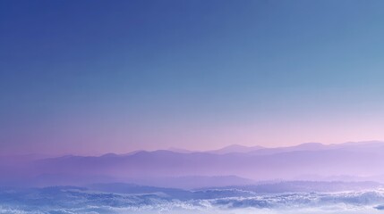Fototapeta premium Serene Mountain Landscape with Soft Pastel Sky and Gentle Fog