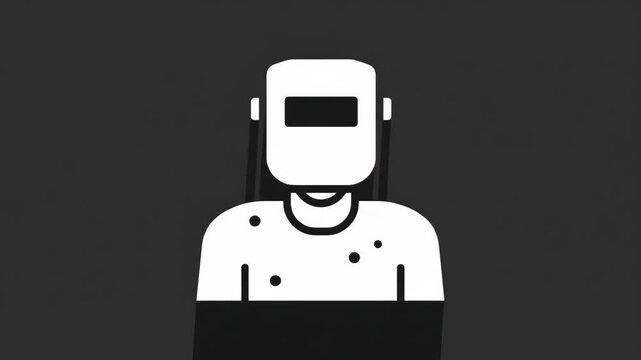 Tradesperson icon wearing protective face shield against gray background