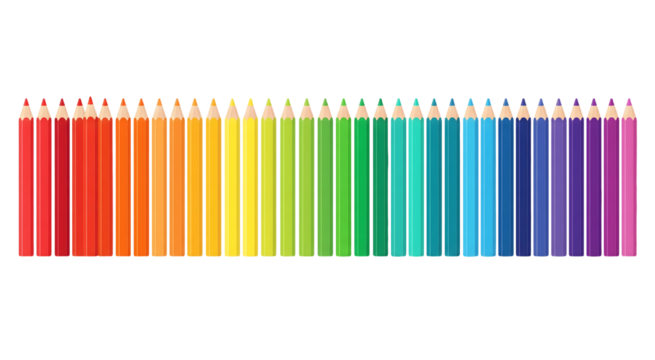 Colorful pencils in row isolated on white or transparent background - Powered by Adobe