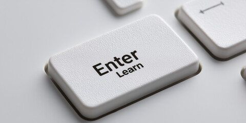 Keyboard Enter key with 'Learn' inscription on white background  