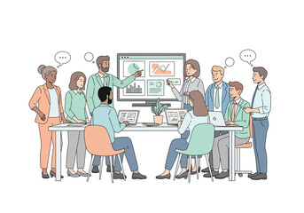 Business Meeting Team Collaboration and Data Analysis Presentation.