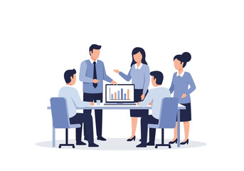 Fototapeta premium Business Meeting with Data Presentation and Team Discussion.