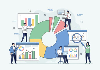 Data Analysis Team Working on Business Growth Charts.