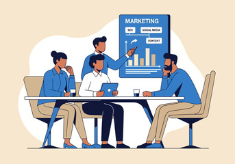 Marketing Team Meeting Strategy and Collaboration in Business.