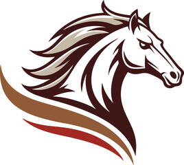 Horse head mascot, Elegant horse logo icons. Royal stallion symbol design. Equine stables sign. Equestrian brand emblems. Vector illustration.	
