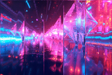 Abstract Geometric Light Reflections With Pink Blue Neon Sparkle background