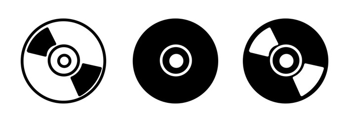 black disk set icon isolated on white background