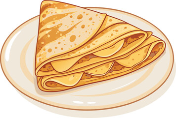 Cartoon flat style drawing fresh delicious crispy crepes restaurant logo emblem. Sweet snack shop logotype template concept for cafe, shop or food delivery service. Graphic design vector illustration