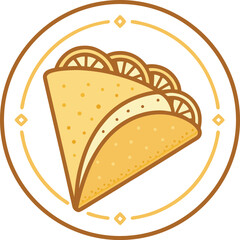 Cartoon flat style drawing fresh delicious crispy crepes restaurant logo emblem. Sweet snack shop logotype template concept for cafe, shop or food delivery service. Graphic design vector illustration