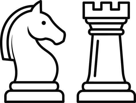 daba hours.epsChess Pieces Line Icons &ndash; Knight and Rook Vector Illustration
