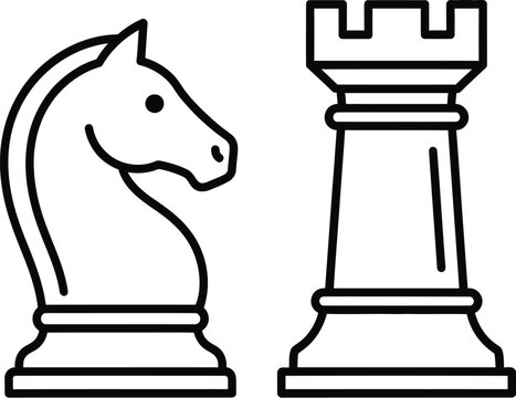 daba hours3.epsChess Pieces Line Icons &ndash; Knight and Rook Vector Illustration