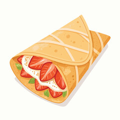 Cartoon flat style drawing fresh delicious crispy crepes restaurant logo emblem. Sweet snack shop logotype template concept for cafe, shop or food delivery service. Graphic design vector illustration