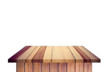 Empty Wooden Table Top Isolated on White Background for Product Display