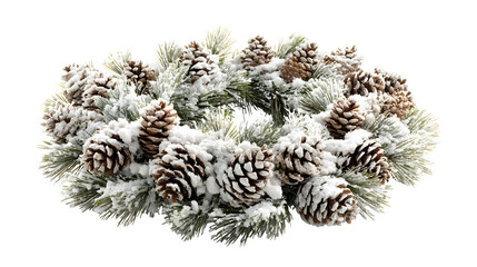 Frosted Pinecone Wreath, isolated on transparent background