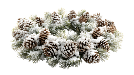 Frosted Pinecone Wreath, isolated on transparent background