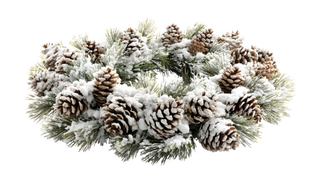 Frosted Pinecone Wreath, isolated on transparent background