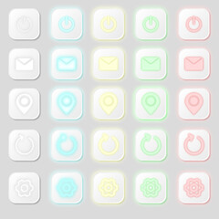 Vibrant collection of modern app icons in neon colors for sleek UI design and seamless user experience on digital interfaces and mobile applications