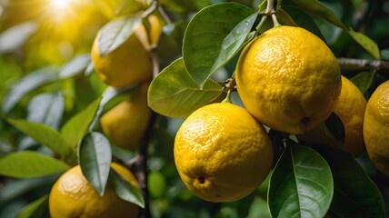 Bright Yellow Lemons Clustered Among Green Leaves &ndash; Fresh Citrus Fruits, Natural Summer Harvest, Healthy Vitamin C Snack, Organic Produce