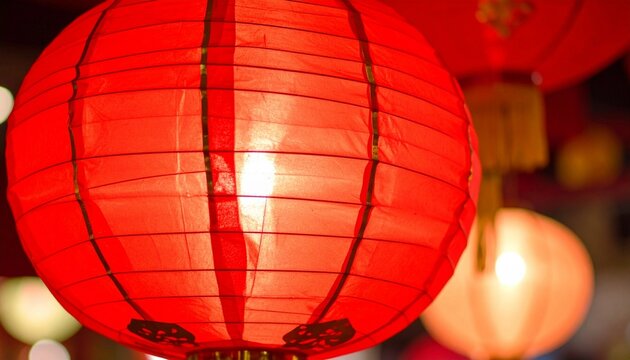 Close-up of the traditional Chinese red lantern. Chinese New Year decoration for celebration. - Powered by Adobe
