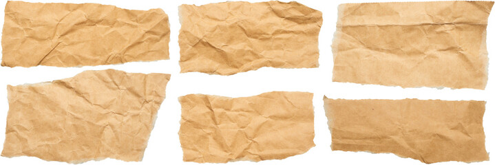 Obraz premium piece of brown paper tear set isolated on white background