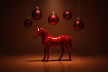 Glossy Horse with Hanging Ornaments – New Year 2026