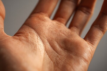 Fototapeta premium A young hand with soft skin but with details beginning to show, such as small folds.