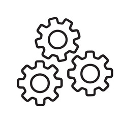 Gear Mechanism Icon – Minimalist Vector of Three Interlocking Gears Representing Engineering and Teamwork