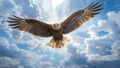 Eagle to Sky Spirit Triptych — Abstract transformation of an eagle soaring into clouds and sky, celestial freedom artwork and smartphone wallpaper.